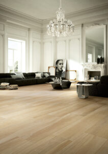 Living room with ash brown hardwood floors