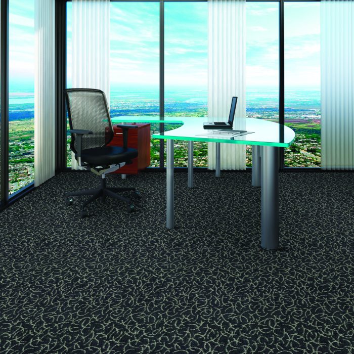 Corporate office with black carpet