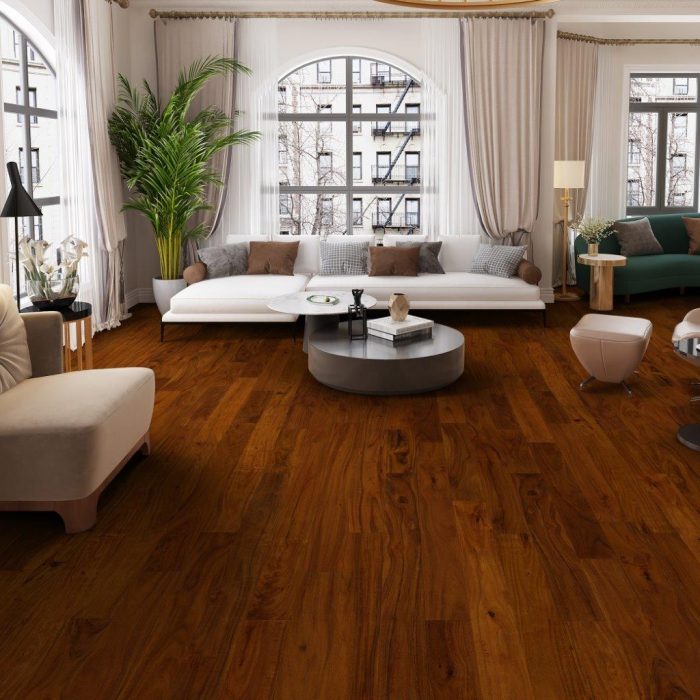Living room with dark tone luxury vinyl plank