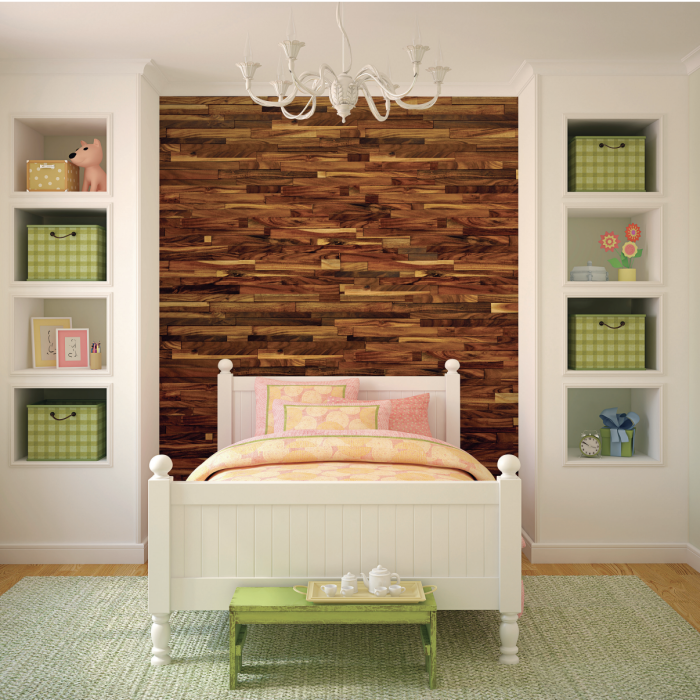 Children's bedroom with a light green textured rug